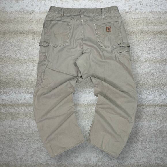 Vintage 90s Carhartt Carpenter Pants 38x34 Baggy Wide Leg Tan Canvas Dungarees